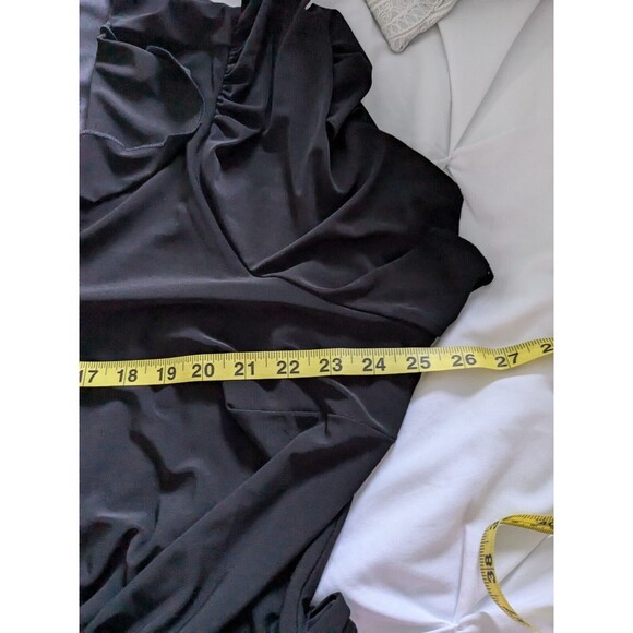 Avenue Dress Womens Sz 22/24 Black Waterfall Faux Wrap Knit Belt Classic Stretch - Picture 11 of 13